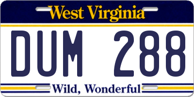 WV license plate DUM288