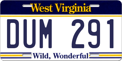 WV license plate DUM291