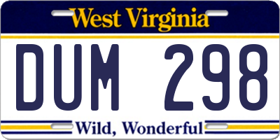 WV license plate DUM298