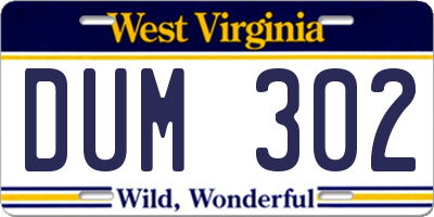 WV license plate DUM302