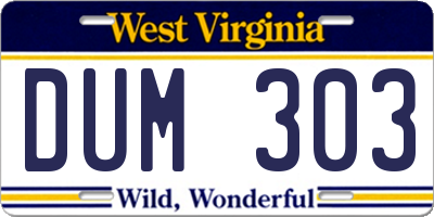 WV license plate DUM303