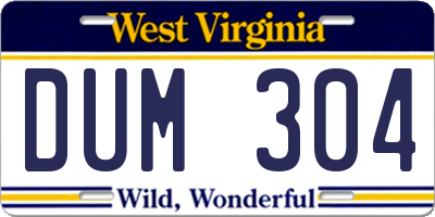 WV license plate DUM304