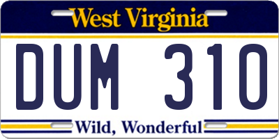 WV license plate DUM310
