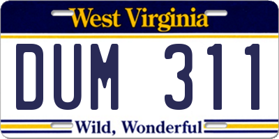 WV license plate DUM311