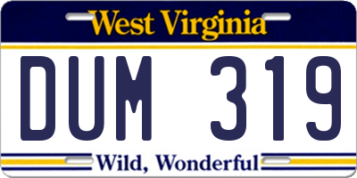 WV license plate DUM319