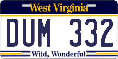 WV license plate DUM332