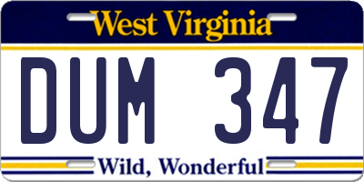 WV license plate DUM347