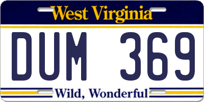 WV license plate DUM369