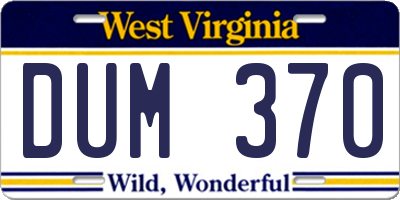 WV license plate DUM370