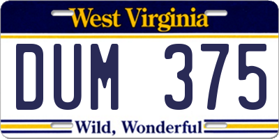 WV license plate DUM375
