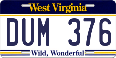 WV license plate DUM376