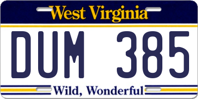 WV license plate DUM385