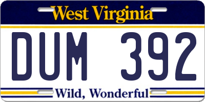 WV license plate DUM392