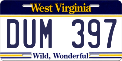 WV license plate DUM397