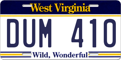 WV license plate DUM410