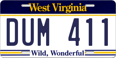WV license plate DUM411