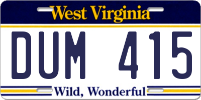 WV license plate DUM415