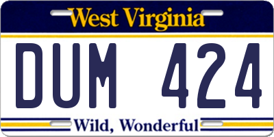 WV license plate DUM424