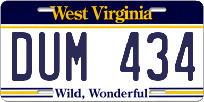 WV license plate DUM434