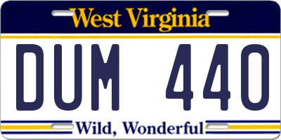 WV license plate DUM440
