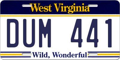WV license plate DUM441