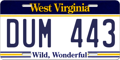 WV license plate DUM443