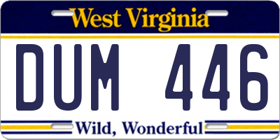 WV license plate DUM446