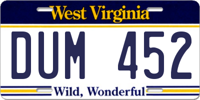 WV license plate DUM452