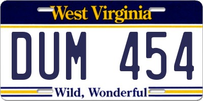 WV license plate DUM454