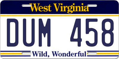 WV license plate DUM458
