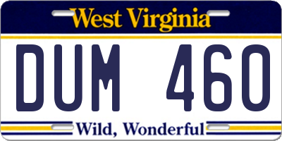 WV license plate DUM460