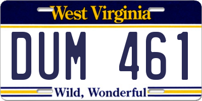 WV license plate DUM461