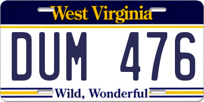 WV license plate DUM476