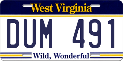 WV license plate DUM491