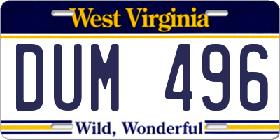 WV license plate DUM496