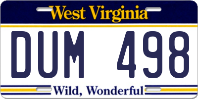 WV license plate DUM498