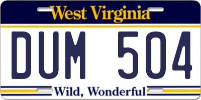 WV license plate DUM504