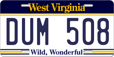 WV license plate DUM508