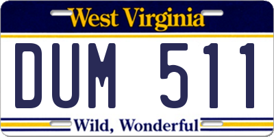 WV license plate DUM511