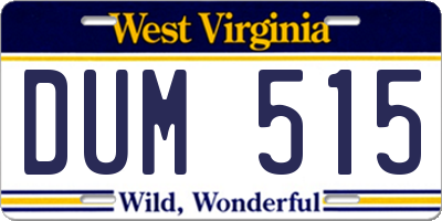 WV license plate DUM515
