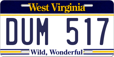 WV license plate DUM517