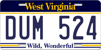 WV license plate DUM524