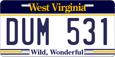 WV license plate DUM531
