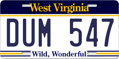 WV license plate DUM547