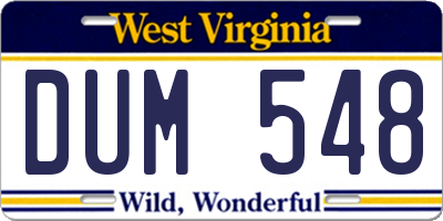 WV license plate DUM548