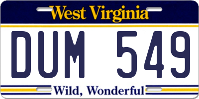 WV license plate DUM549