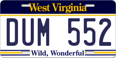 WV license plate DUM552