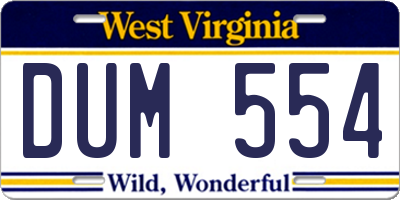 WV license plate DUM554
