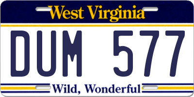 WV license plate DUM577
