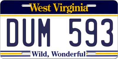 WV license plate DUM593